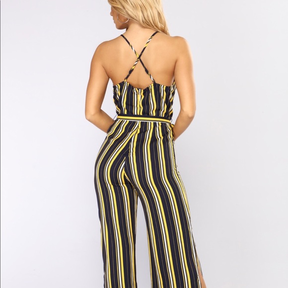 Corine Wide Leg Jumpsuit - Navy/Yellow - Picture 3 of 3